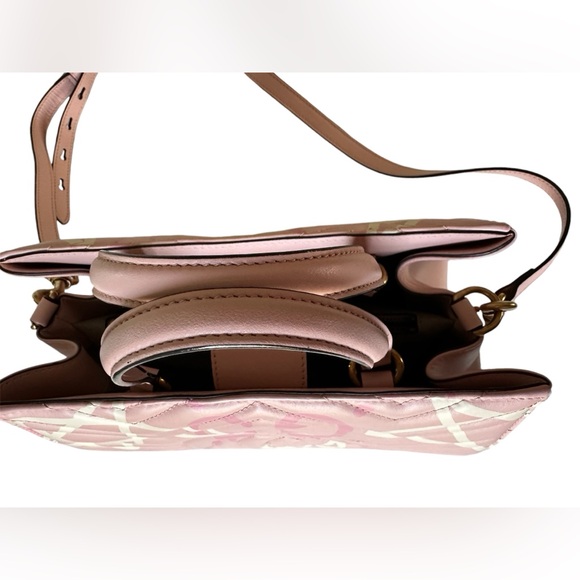 GUCCI Ghost Marmont GG Matelassé 2-way tote top handle bag pink graffiti chevron - Picture 6 of 14
